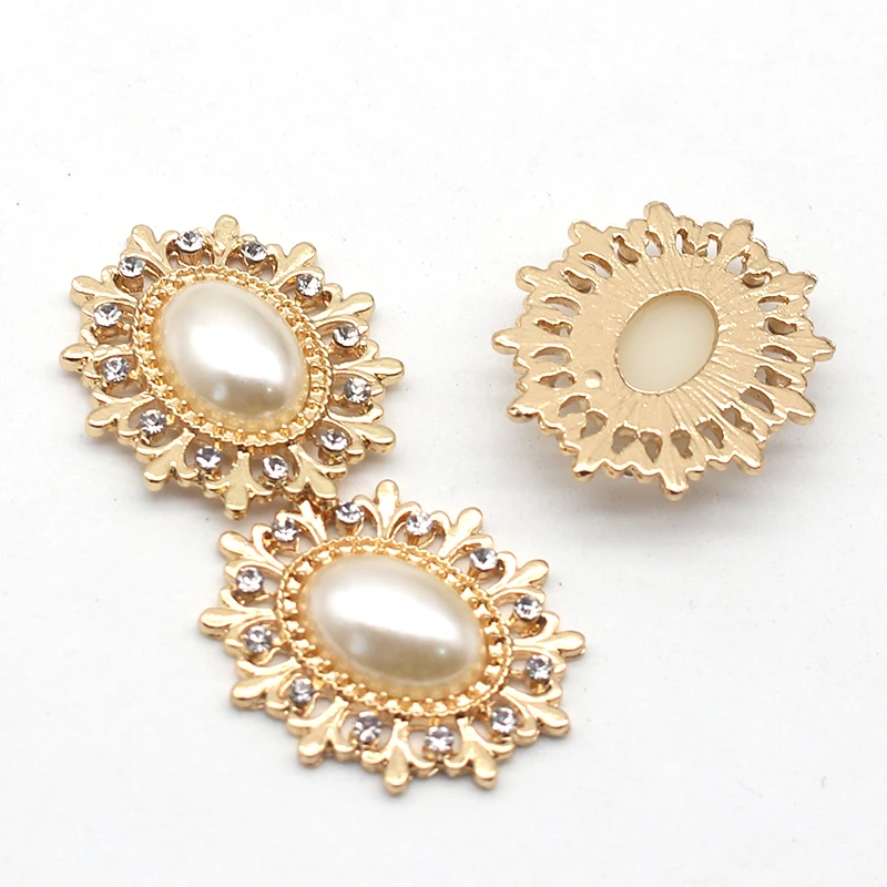 YWXINXI 10Pcs new alloy oval rhinestone pearl clothing buckle, DIY handmade accessories, hair accessories, clothing accessories