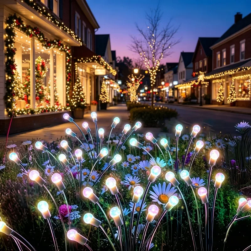 New 2 Sets of Solar Firefly Walkway Lights, 8 LED Warm LED Swaying Column Lights, Decorative Lighting for Christmas Parties, Weddings, Backyard Gardens and Courtyards, Halloween Costumes, Waterproof and Durable - view 6