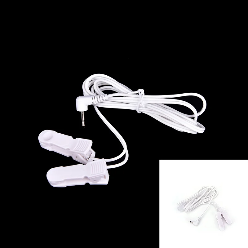 Electrode Lead Wires with 2 Ear Clips for Tens Therapy Machine Massager 2.5mm〔DD329〕