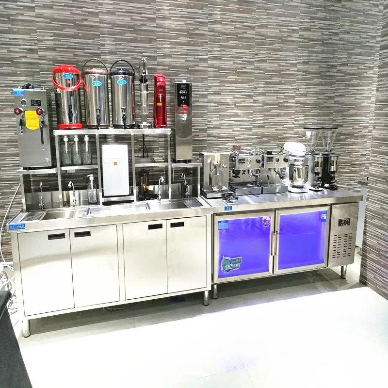 

Popular Customized Bubble Milk Tea Equipment Refrigerate Bar Work Table Bubble tea Table counter