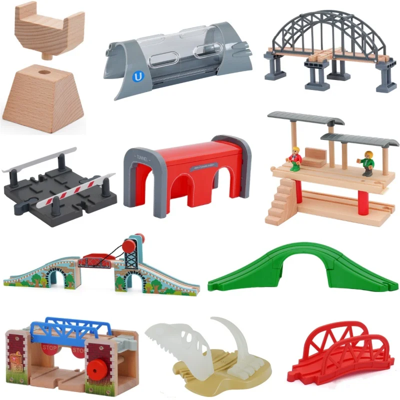 All Kinds Construction Tower Crane Toys Hanging Tower Train Track Accessories Compatible with Train Wooden