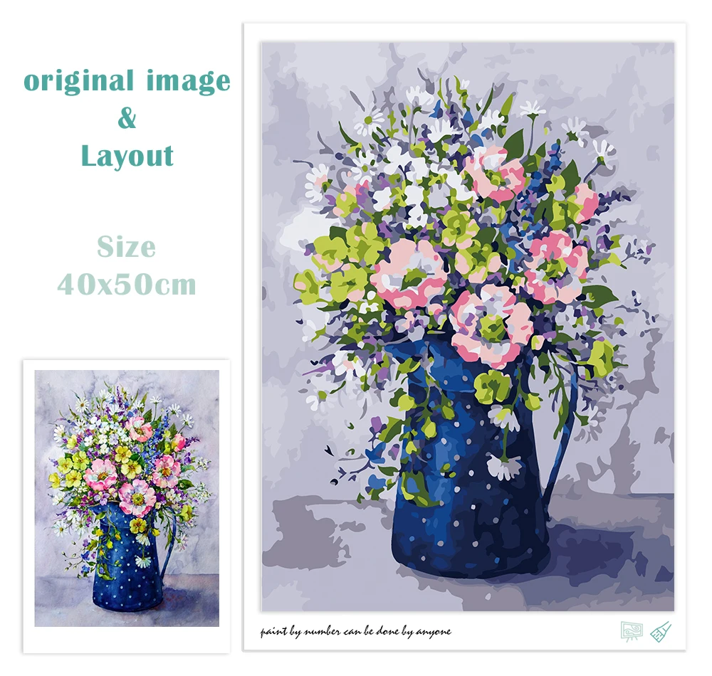 Kit De Pintura Por Números Para Adultos 40x50 Cm | Lienzo Con Plantas De Salón, Incluye Pinceles Y Pigmentos Acrílicos
