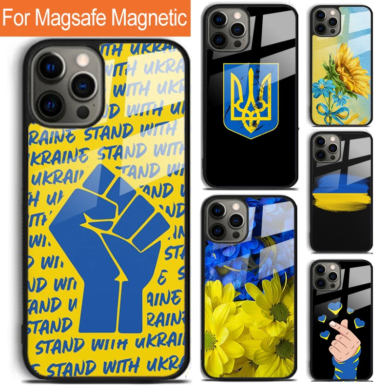 Flag of U-Ukraine Color with u-Ukraine Coat of Arms Phone Case For iPhone 16 15 14 13 12 11 Pro Max Plus Magsafe Magnetic Cover