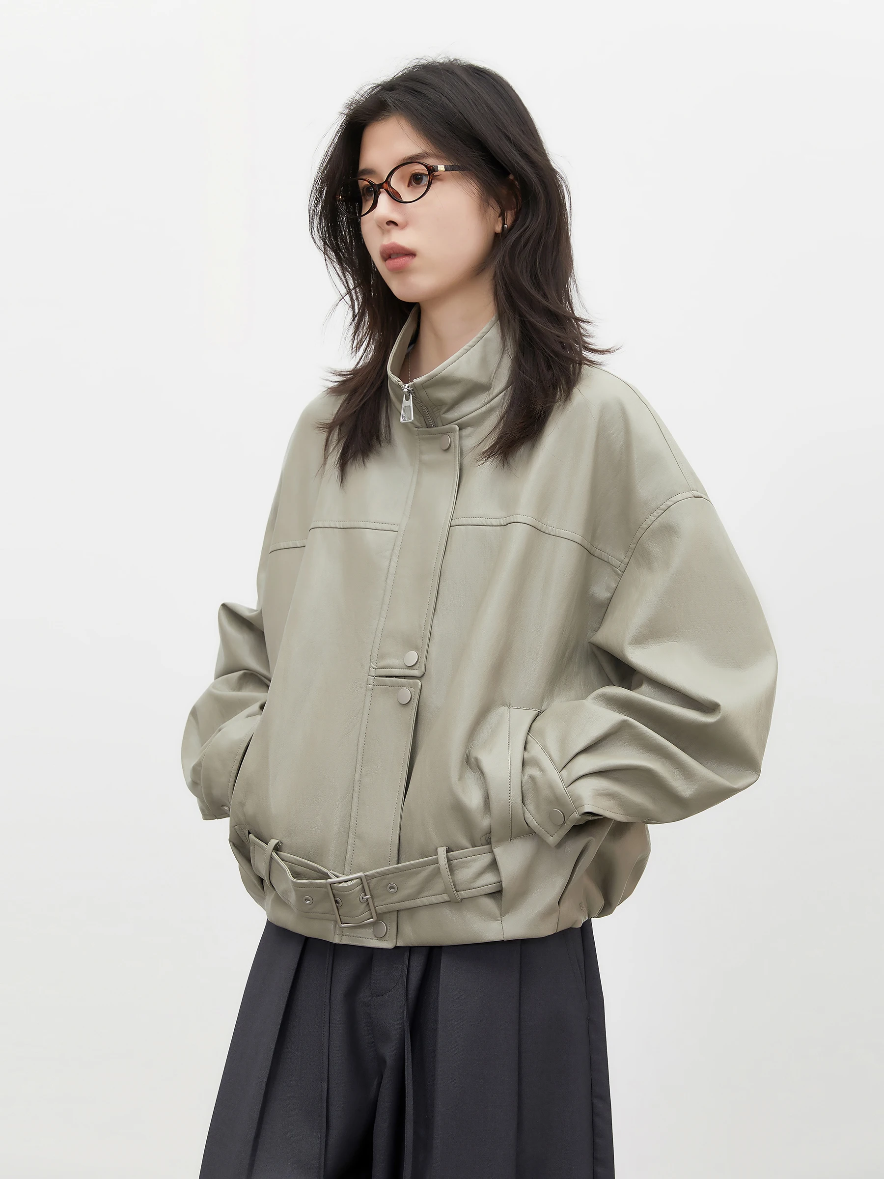 

Новая весенняя куртка свободного кроя из искусственной кожи с воротником-стойкой, стильная и универсальная