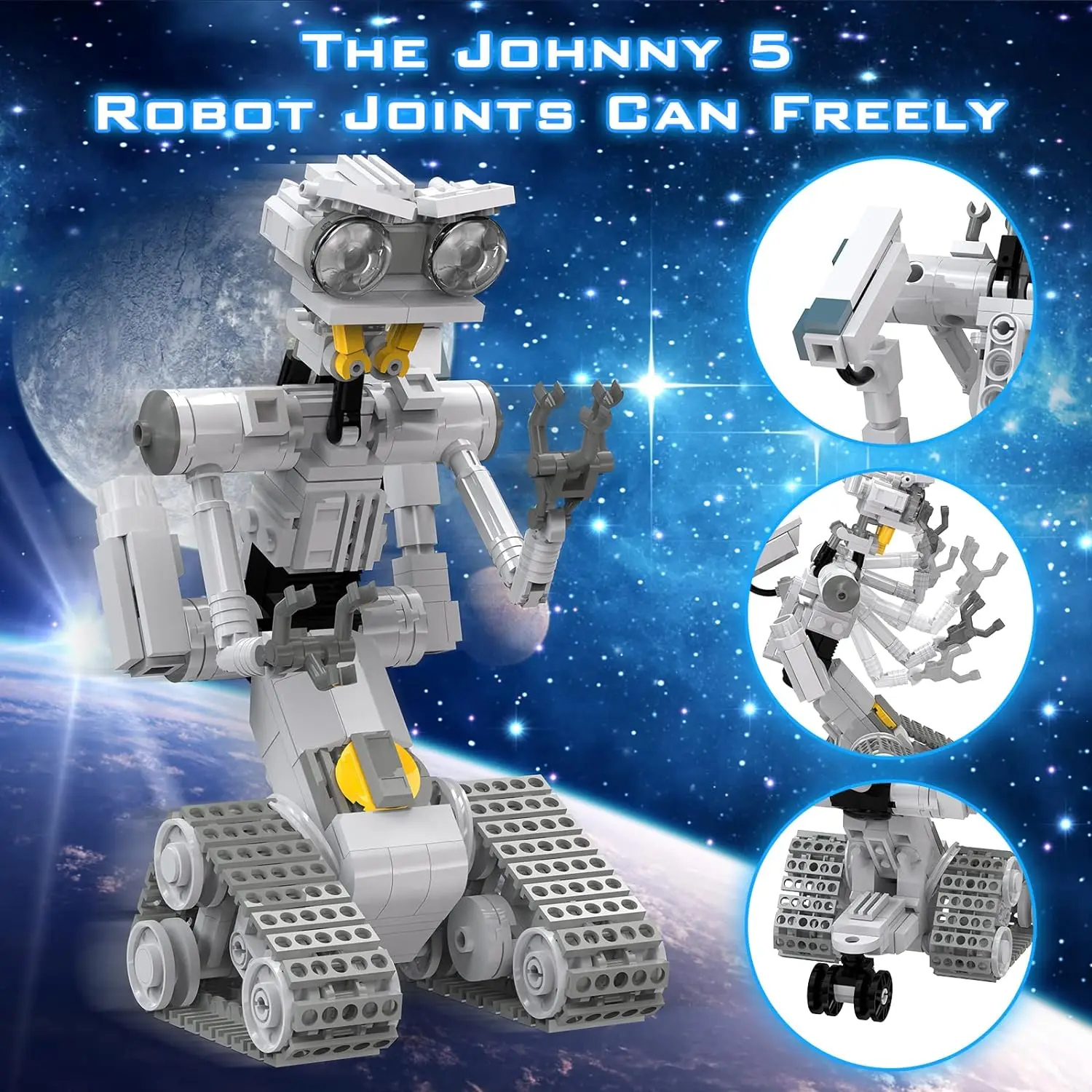 313Pcs Movie Shorted-Circuits Military Emotional Robot Building Block Set for Astroed Robots Johnnyed 5 Model Brick Toy KIds Gif