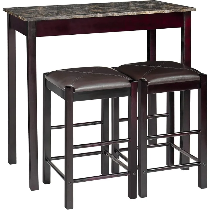 

Remington High Top Counter Height Bar and Pub Table Set with 2 Chairs, Dark Espresso