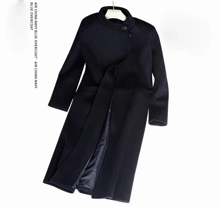 China Southern Airlines Flight Attendant Woolen Coat Women Wool Fabric Winter Mid length Thickened Aviation Overcoat Uniform