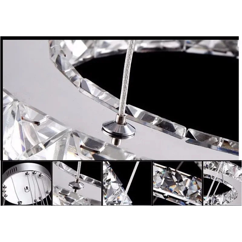 

LED Crystal Lamp Circle Light Pendant 200mm Diameter Lighting Fixture for Bedroom Living Room Elegant Lustre De Style