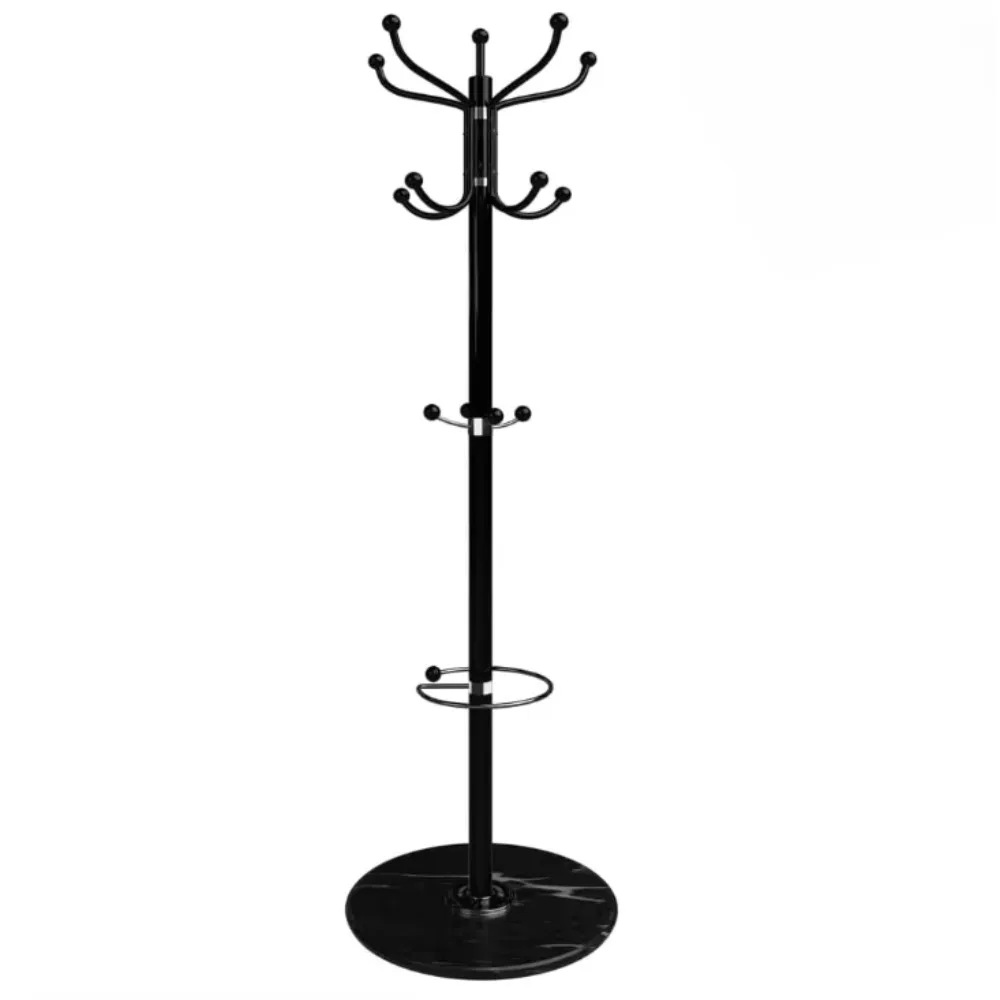 Modern Heavy Duty Clothes Rail Storage Holders & Racks 14 Hooks 360 Rotatable Marble Base Metal Coat Rack Jacket Stand
