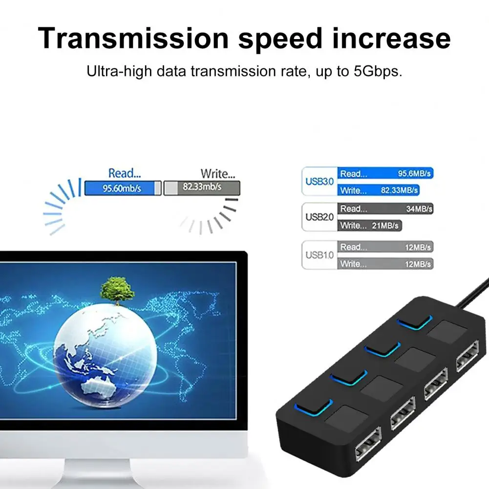 Hub usb 4 portas 4 portas usb 2.0 hub expansor com adaptador de alimentação para computador portátil multi divisor para windows estender disco rígido