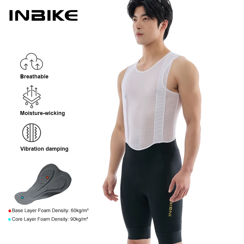 INBIKE Men's Cycling Bib Shorts 6 Hours Long Riding Padded Shock-Absorbing Breathable Cycling Suspenders Shorts MTB Bike Pants