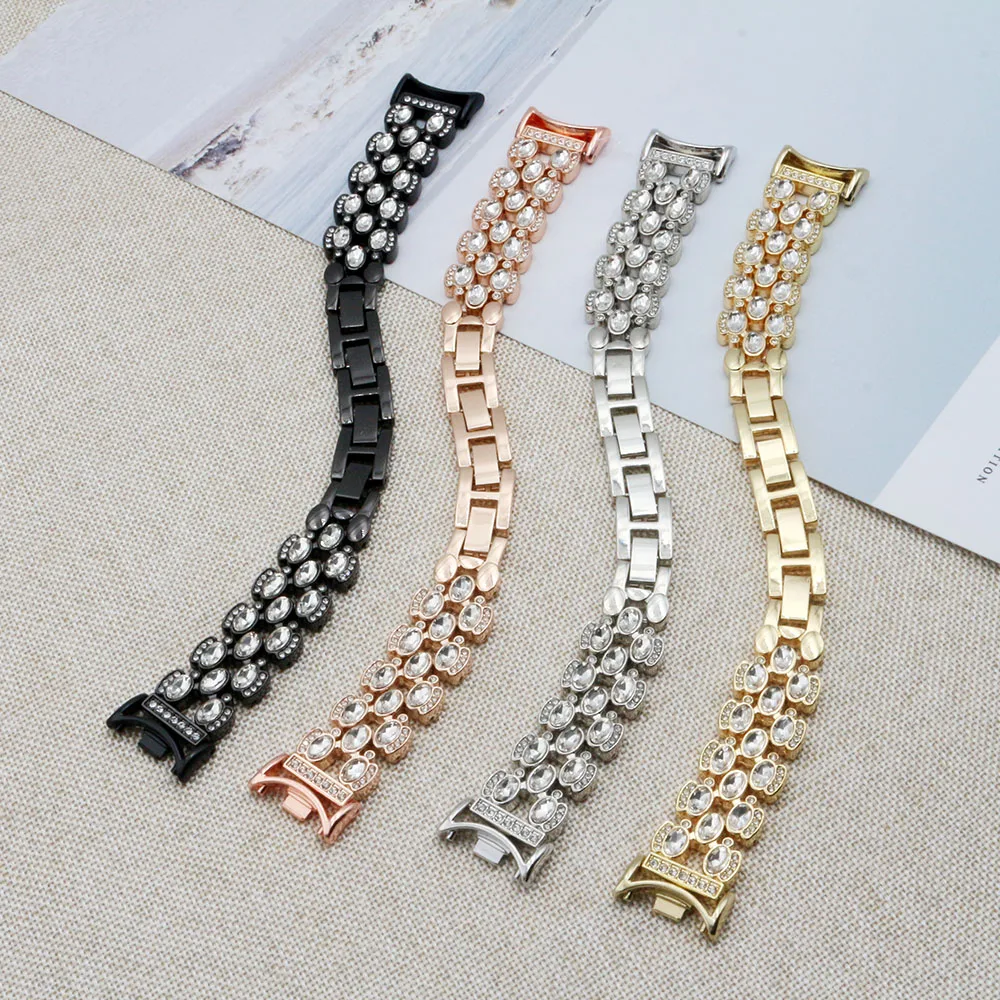 Bracelet Wristband Strap for Xiaomi Smart Band 8/ 9 NFC Dressy Bands Bling Diamond Alloy Easy Adjustable Watchband Replacement