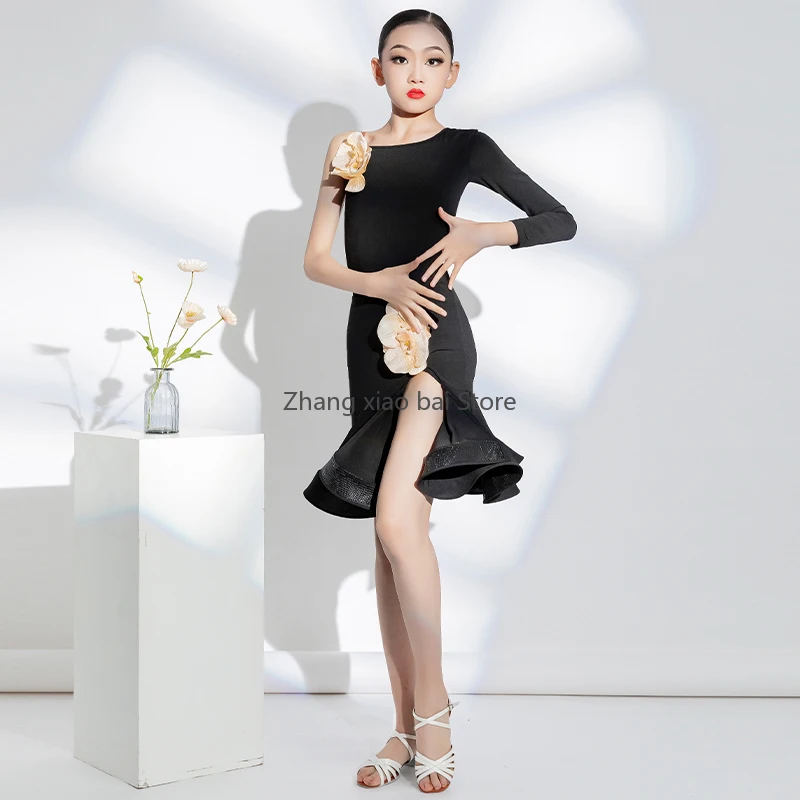 Tango Latin Dance Costume Girls Cha Cha Rumba Latin Dance Dress Girls Samba Dance Clothes Child Competition Ballroom Dress Kids