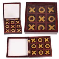 Puzzle Wooden Tic-Tac-Toe Game Noughts And Crosses Party Set Toy Parent-child Interaction X O Chess Living Room Decor