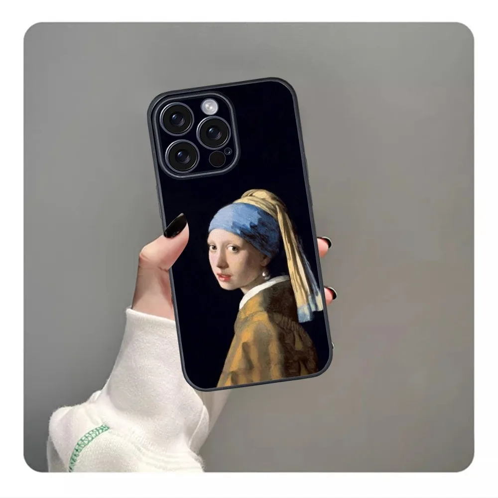 The Girl with a Pearl Earring Phone Case For iPhone 16 15 14 13 12 11 PRO MAX PLUS Mini TPU Soft to Skin-friendly case