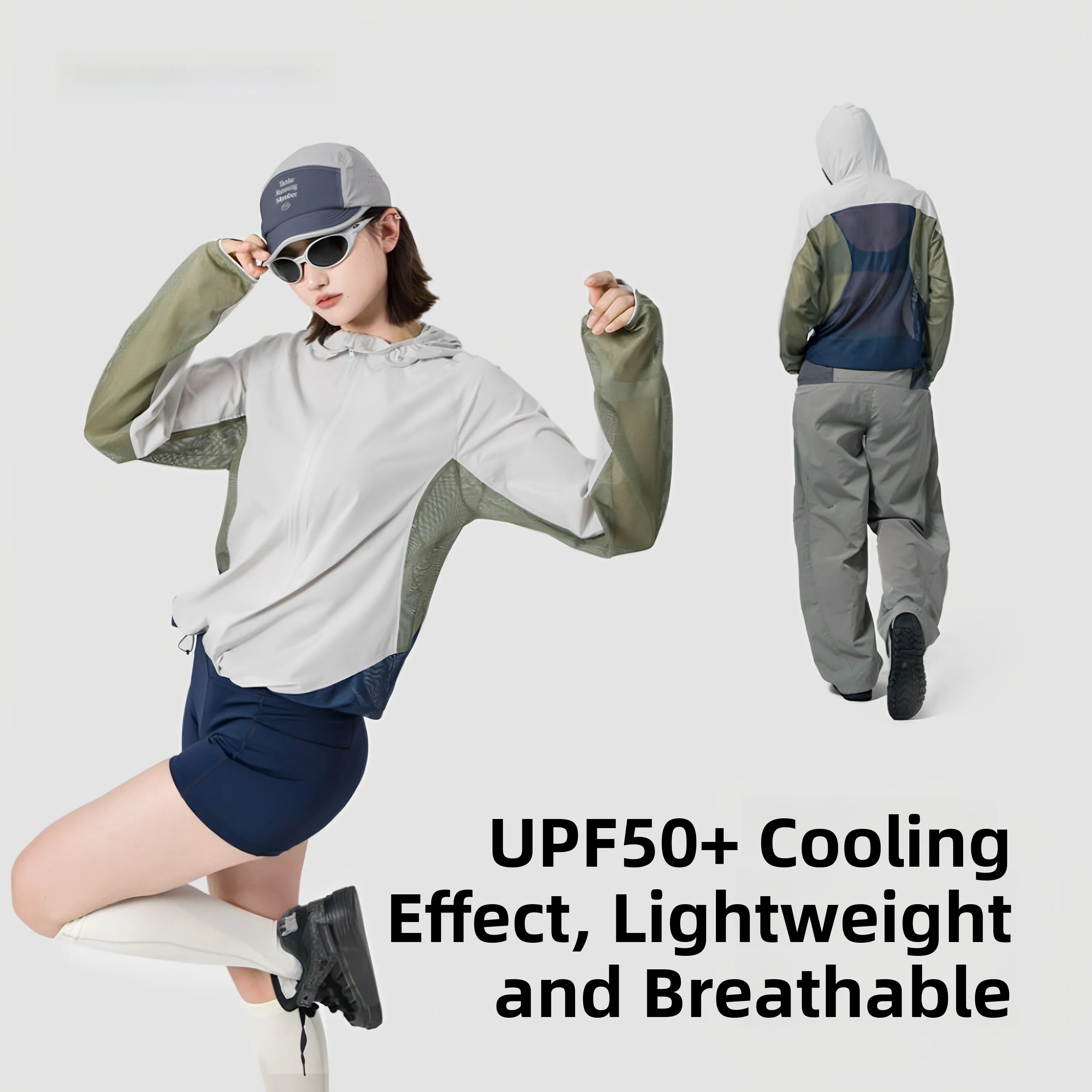 Quick Dry Lightweight Summer Outdoor Ice Sensation Breathable Mesh Hat Men's Color Block Jacket TANKE Casual Loose Fit Nylon