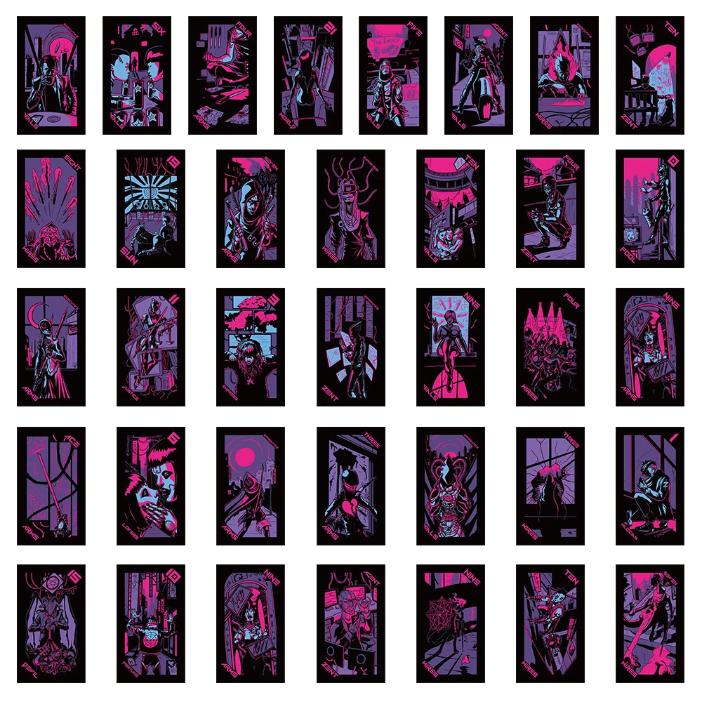 72PCS Dark Tarot Cyberpunk Stickers Cool Decor Vintage For DIY Kids Notebook Luggage Motorcycle Laptop Refrigerator Decal Toy