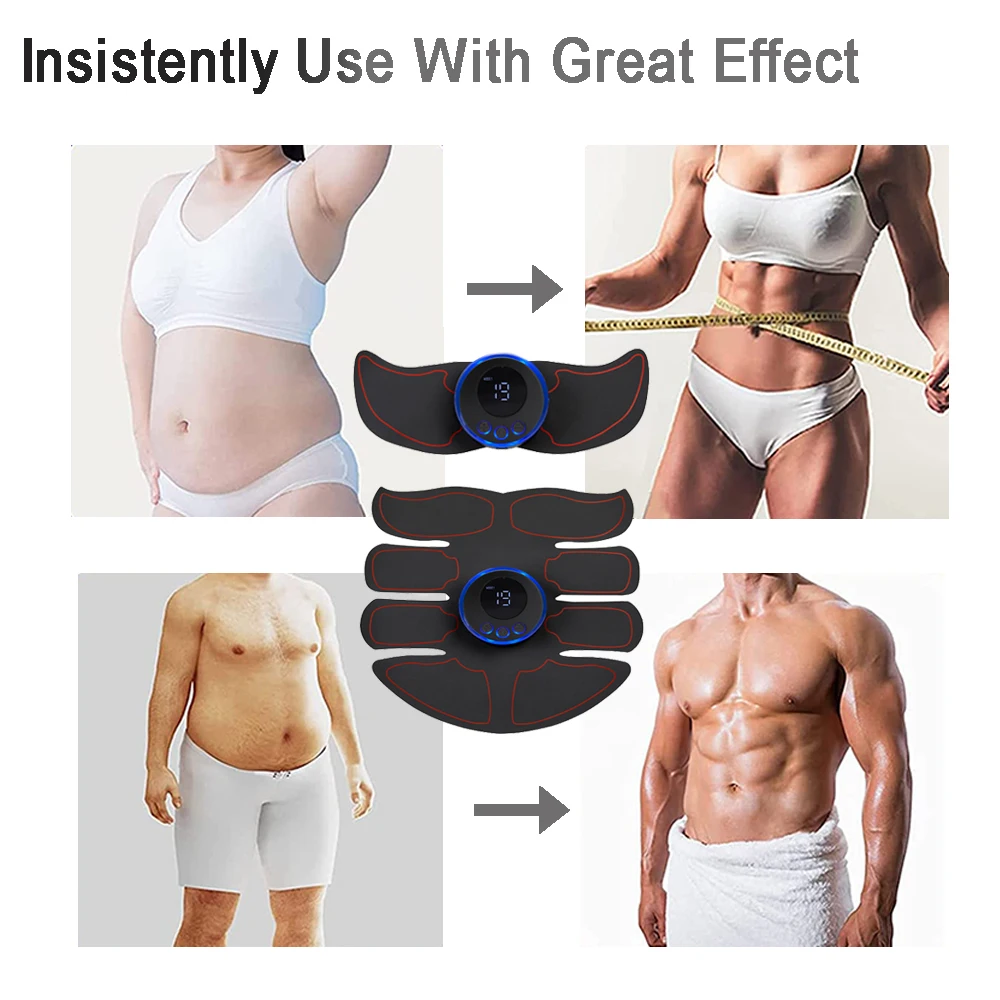 EMS Wireless Muscle Stimulator Trainer USB Connect Abs Fitness Equipment Training  Weight Loss Stickers Body Slimming Massager