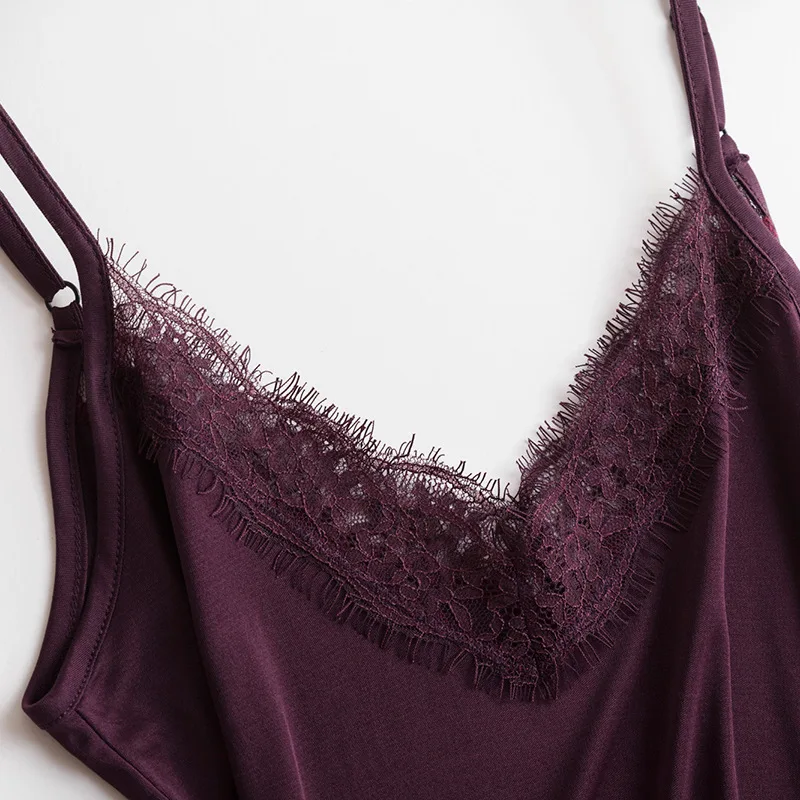 1pc 50% Silk 50% Viscose  V neck Lace Camisole Top Vest Shirt Sleepwear Spaghetti Strap M-2XL TA005