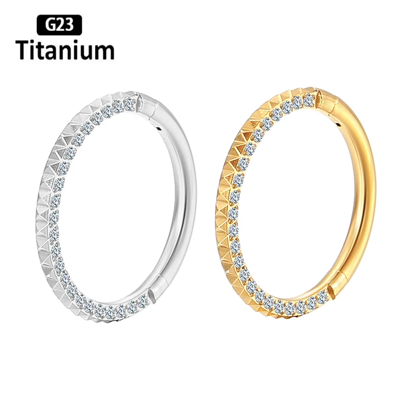 

G23 Titanium Piercing Nose Ring Clicker Septum Plating CZ 8/10 mm Tragus Lip Ear Studs Helix Conch Fashion Body Jewelry Earrings