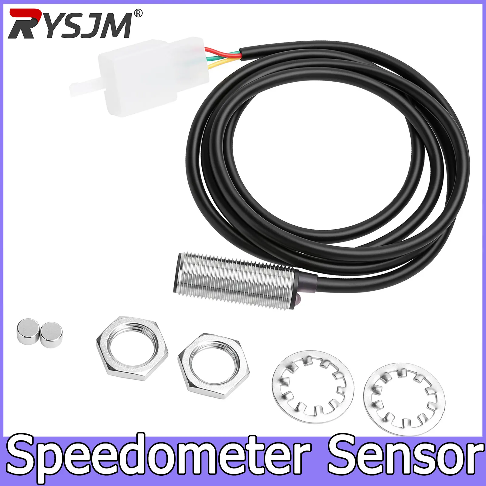 Digital Speedometer Sensor New Motorcycle Odometer Sensor Cable Scooter Magnetic Sensor Replacement Kit With 2 Magnets