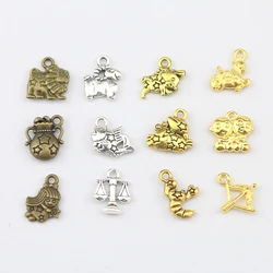 12Pcs Mixed Color Star Zodiac Sign Tibetan Mixed Charms Zinc Alloy Pendant Accessory For DIY Bracelet Necklace Jewelry Making