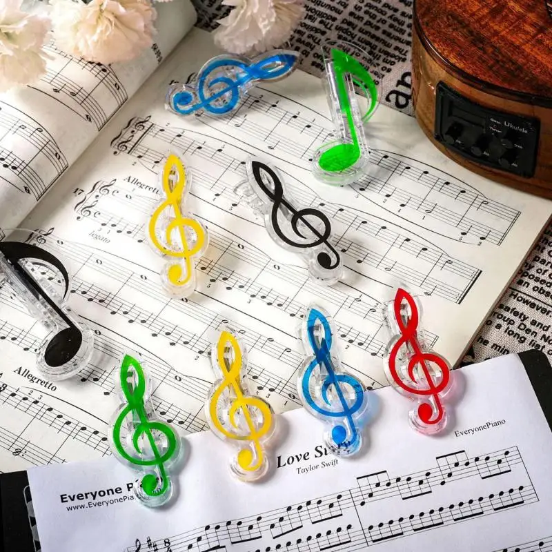 New Plastic Musical Note Letter Paper Clip Piano Music Book Sheet Spring Holder Folder for Piano Guitar Violin Stationery Tools