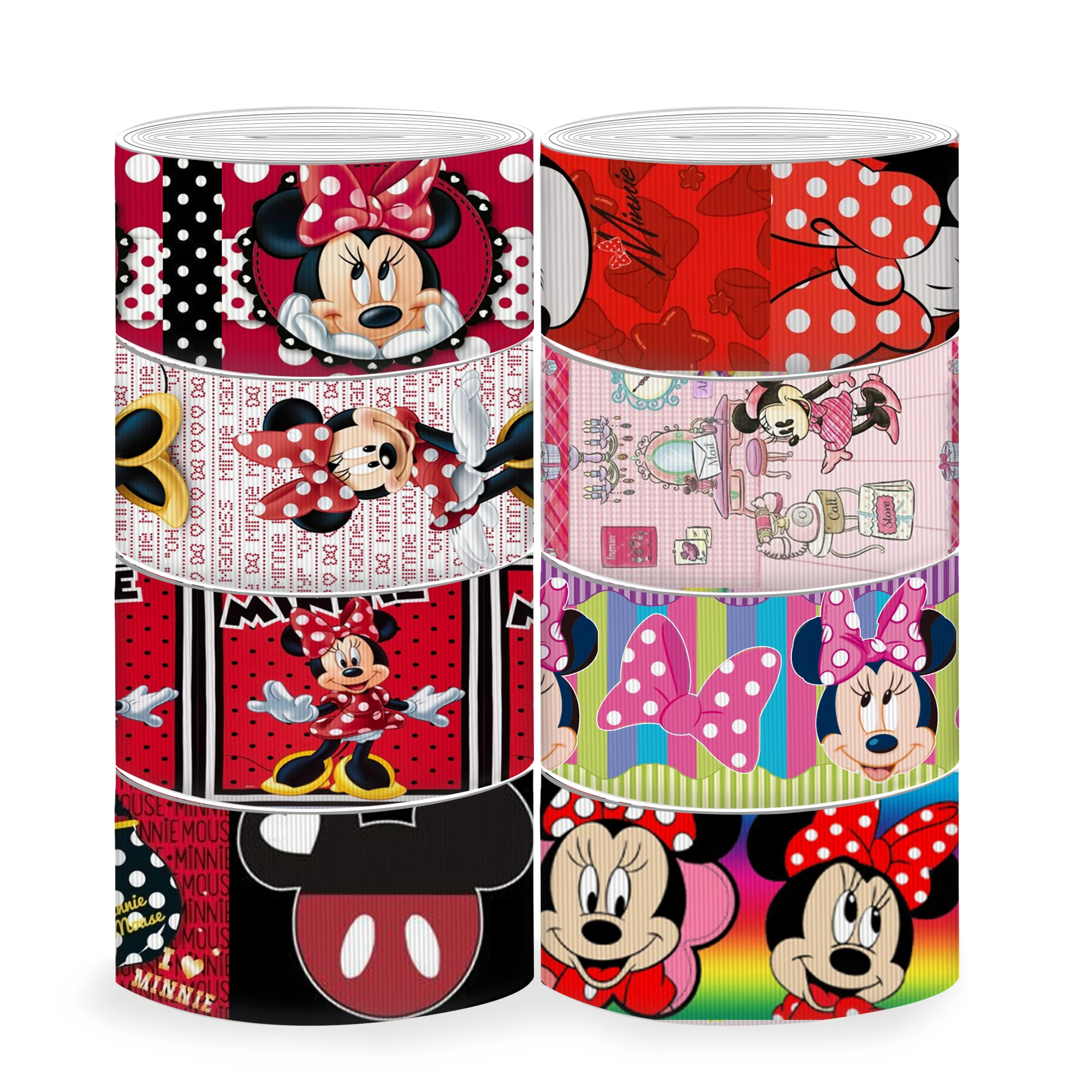 Disney 5 Yards Multi Size Princess Minnie Mouse Printed Grosgrain Ribbon For Hairbows DIY Craft Supplies Cartoon Ribbons