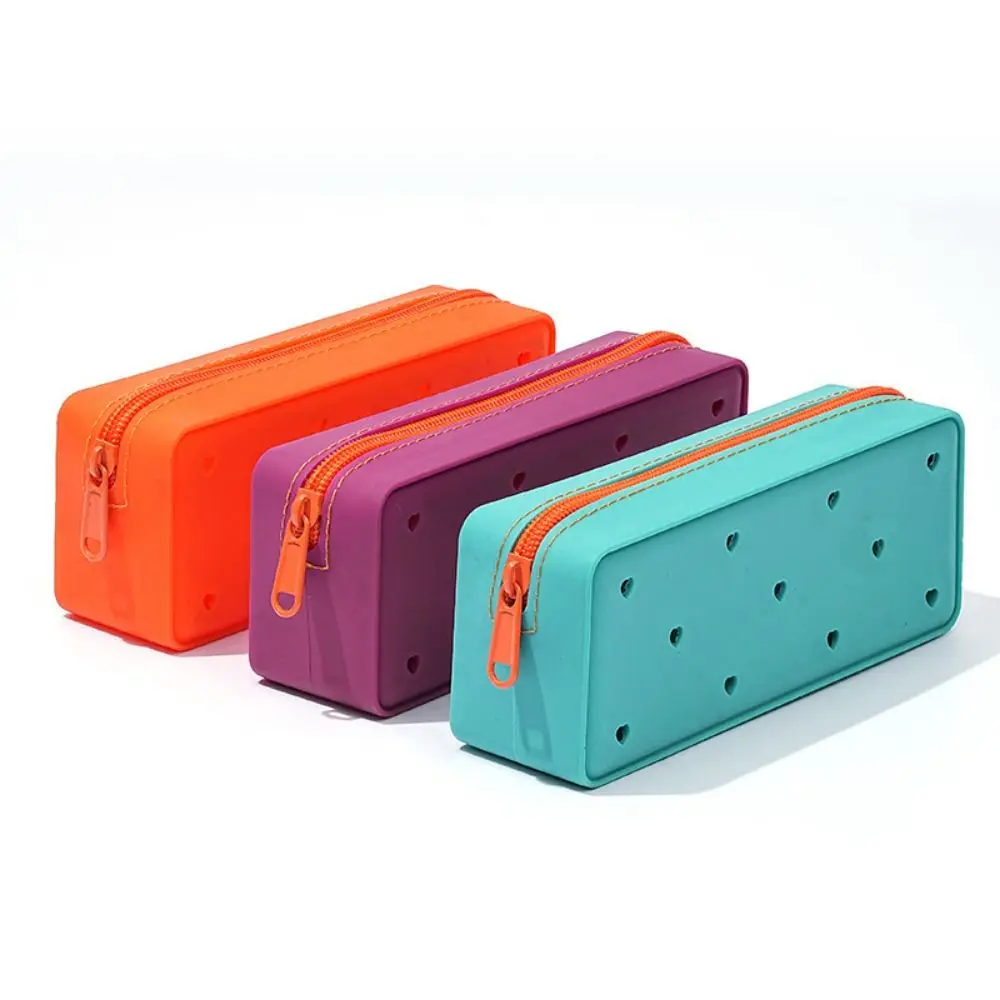 Imagem -03 - Lápis de Silicone Respirável Grande Capacidade Papelaria Impermeável Armazenamento Bolsa Portátil Lavável Maquiagem Escova Titular Bolsa de Viagem