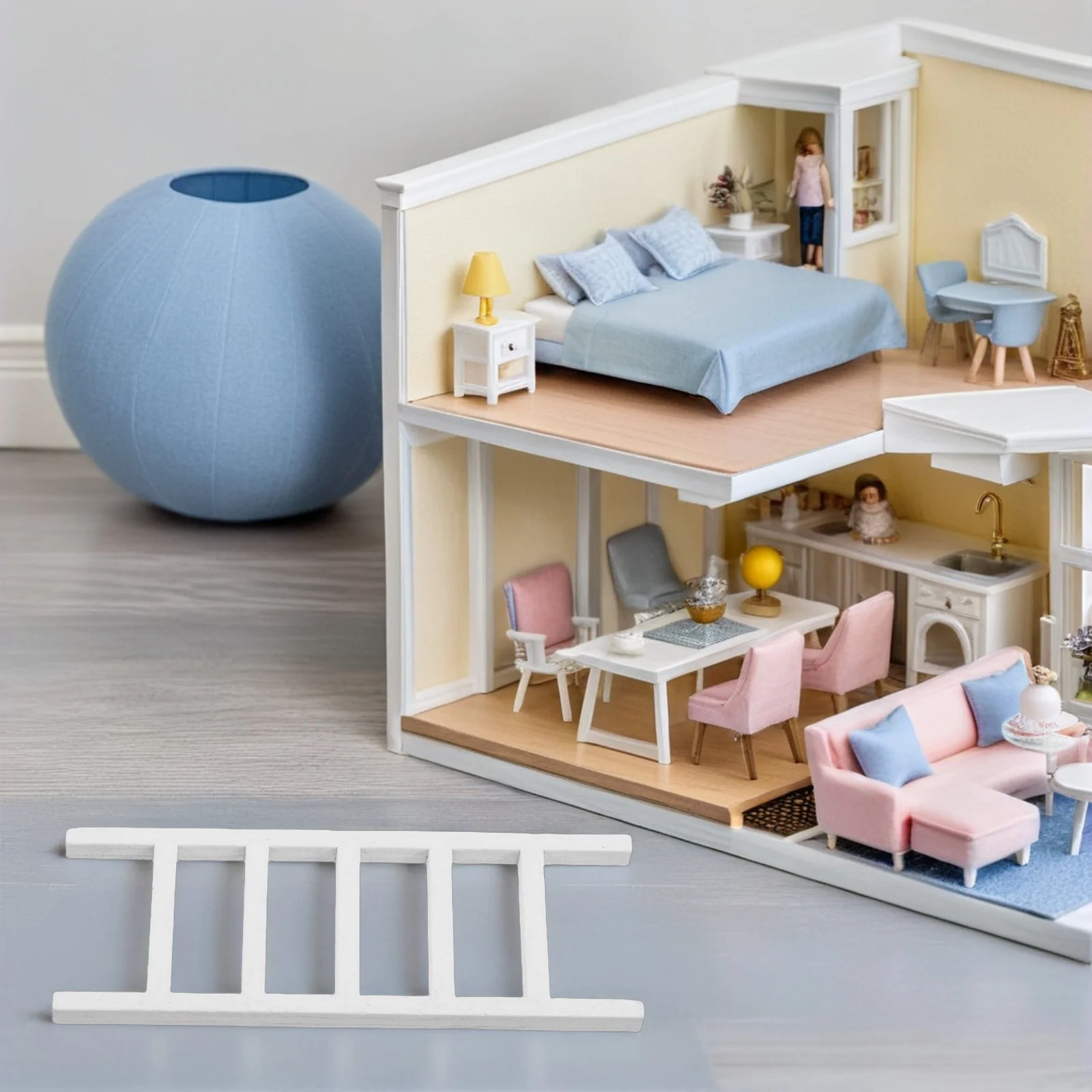 

2 Pcs Dollhouse Accessories Mini Furniture Small Ladder Miniature Stair Wooden Miniatures Step Decoration