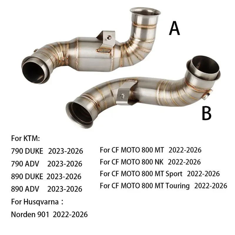 Slip‑On Performance Motorcycle Exhaust Middle Link Pipe Replacement Tube for Husqvarna Norden 901 2022 2023 2024 2025 2026