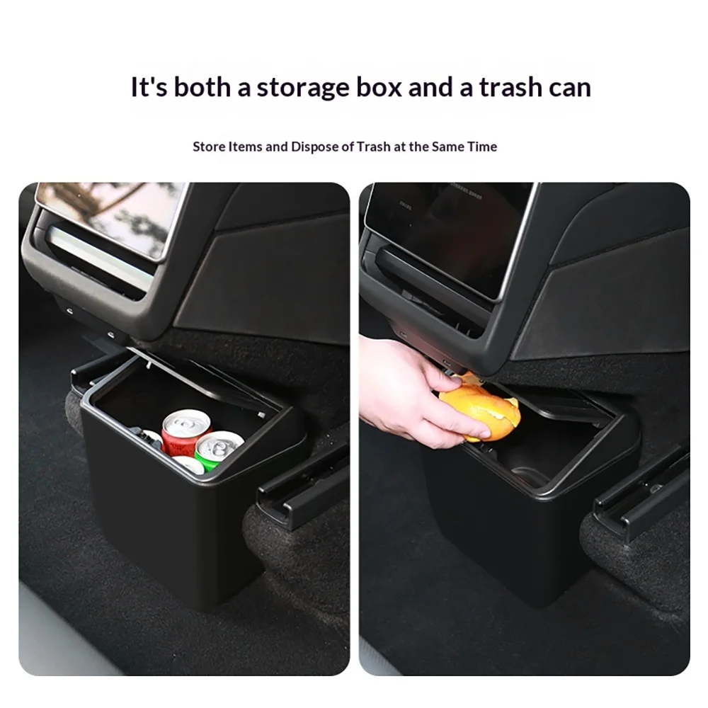 For Tesla Model Y 2025 ABS Car Rear Seat Storage Box Trash Bin With Cover Speical Organizer Umbrella Box Auto Interior Accessory - view 6