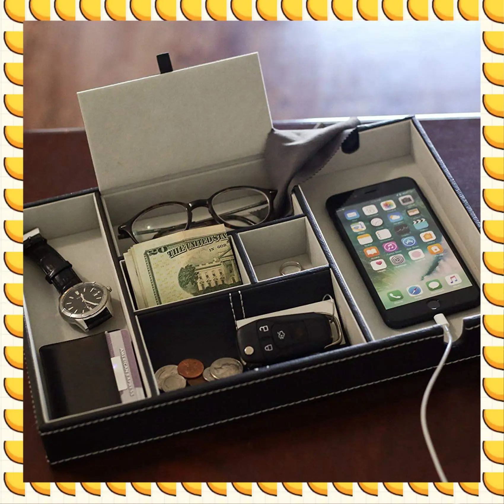 BAAU 2X Valet Tray For Men, EDC Tray, Nightstand Organizer, Table Organizer, Charging Station, Catch All, Dresser Tray