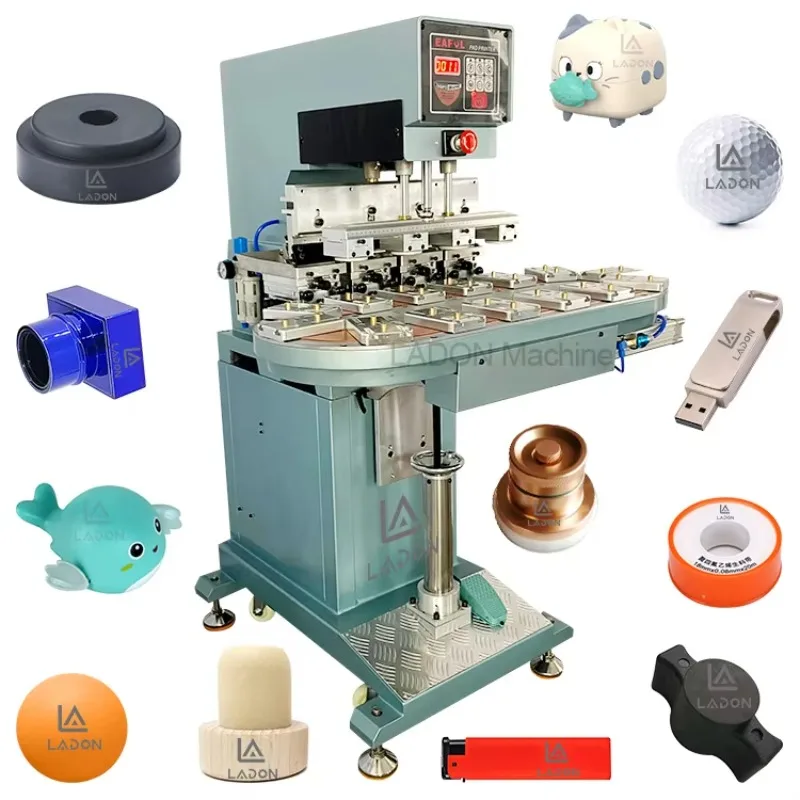 Conveyor 3 4 Color Pad Printer Easy Transverse Pad Printing Machine For Wooden Handle Phone Case Ceramic Dog Bowl Scale Ruler