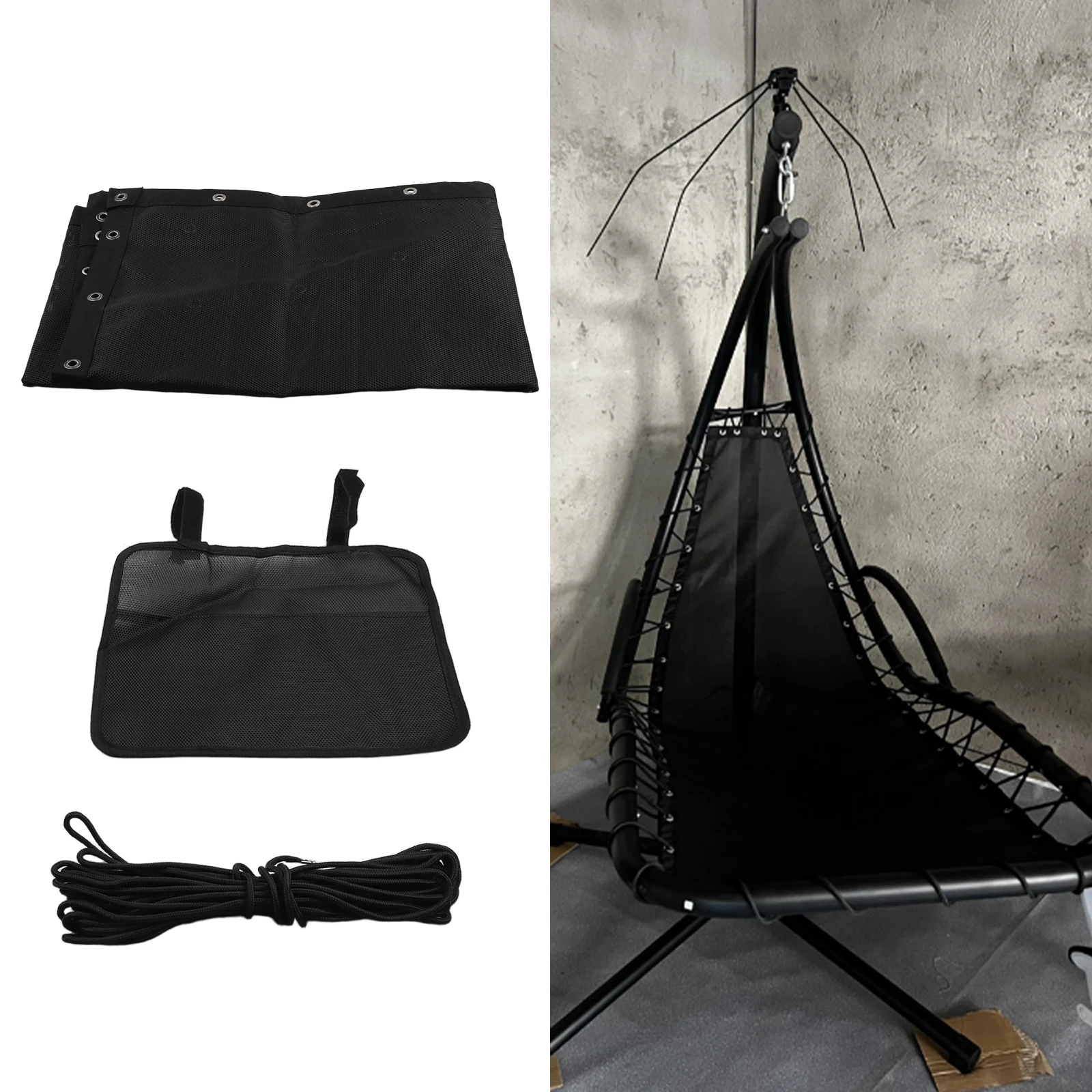 

Black Replacement Seat Cloth For Textilene Hanging Swing Chair 64x197x23CM Gardens Swing Replacement Waterproof Dustproofs