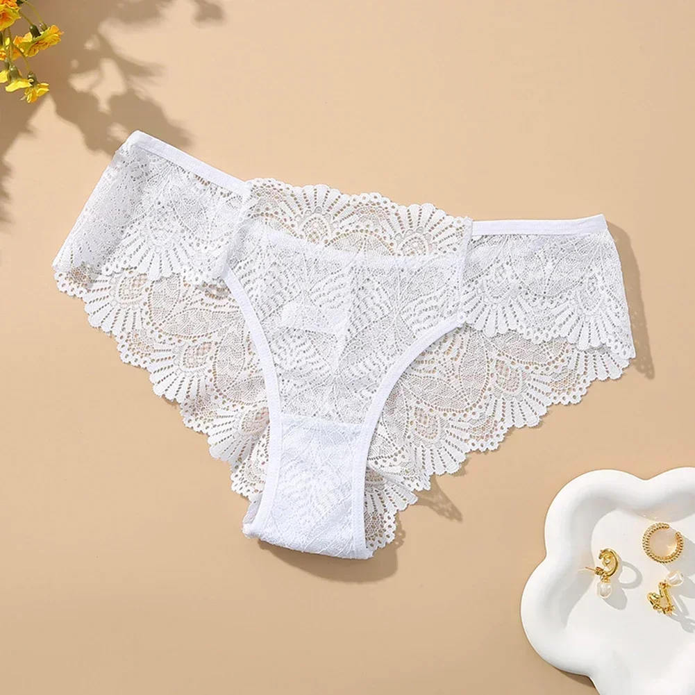 Sexy Lace Panties Women Plus Size Solid Color Low-rise Underwear Underpant Brief