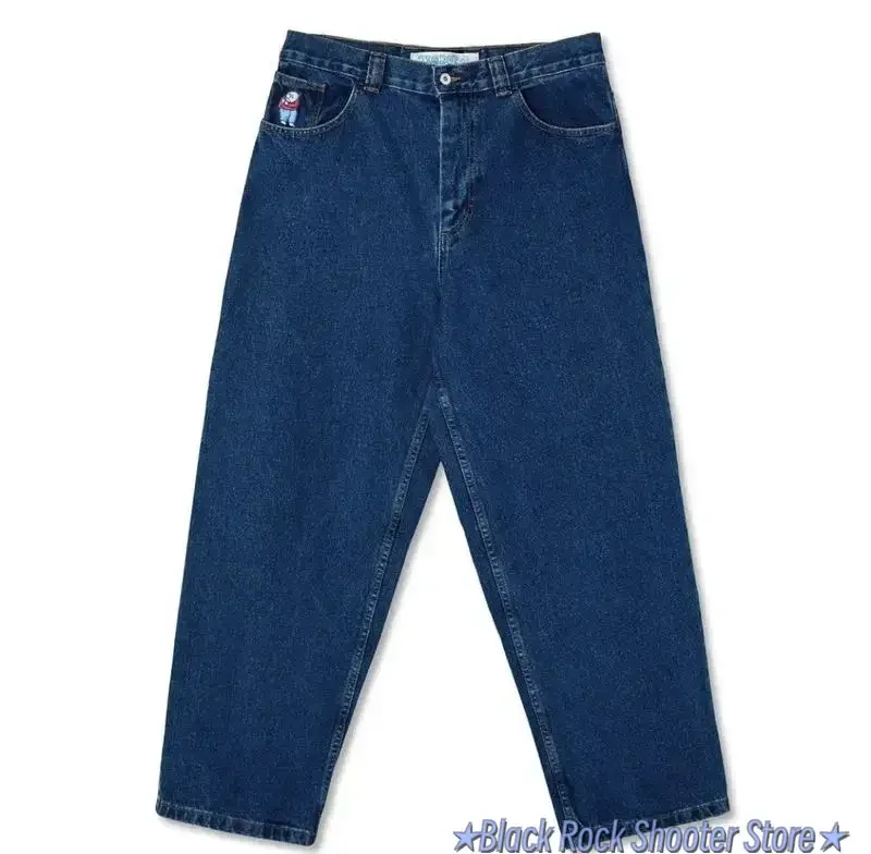 Pantalones vaqueros Retro para hombre, Jeans holgados de cintura alta, estilo Hip Hop, Harajuku, monopatín, bordado gótico, gráfico, Y2k