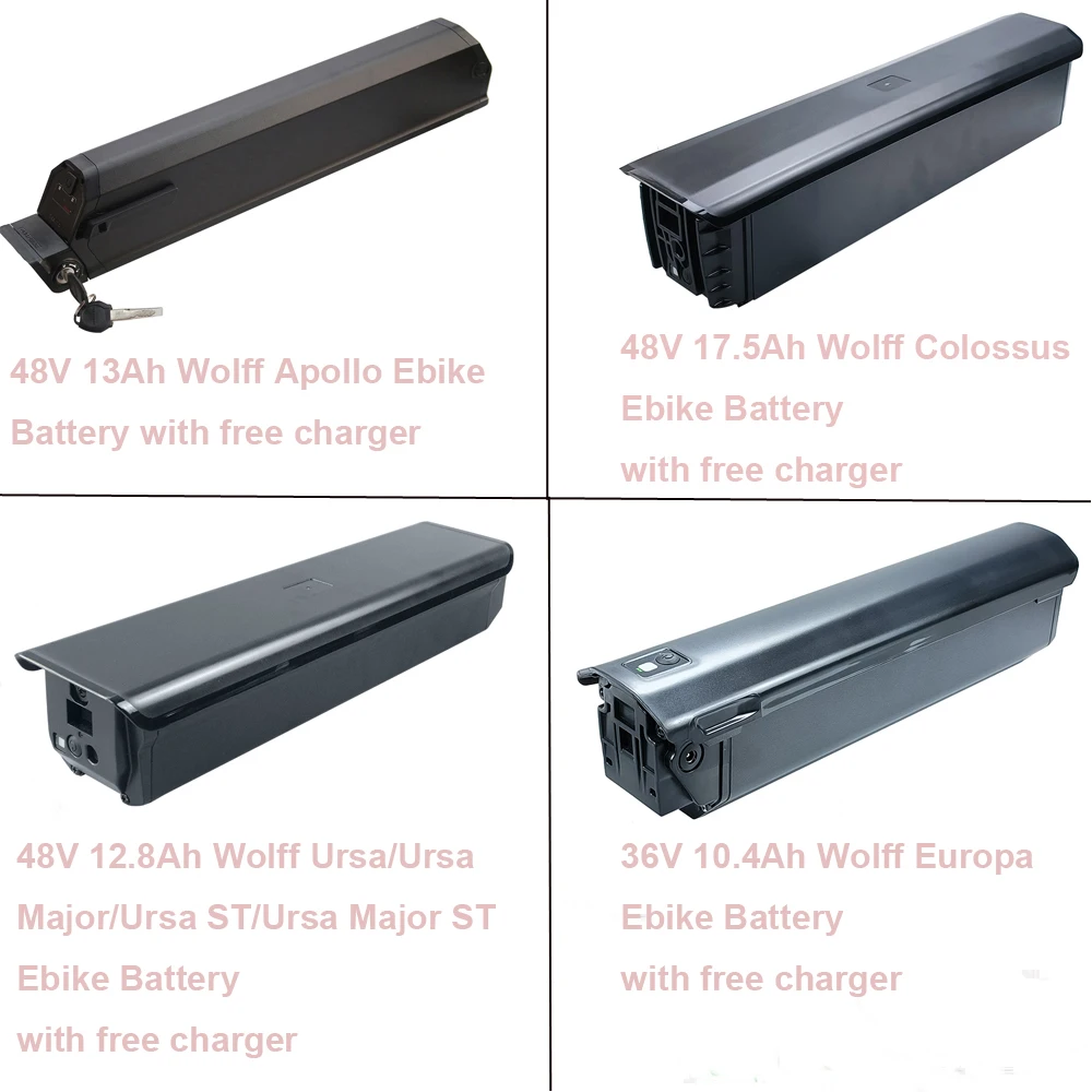 

48V 500W Ebike Battery 48V 12.8Ah 13Ah 17.5Ah 36V 10.4Ah 250W Electric Bike Battery Wolff Apollo Colossus Europa Ursa Major ST