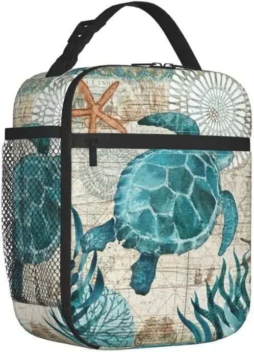 Sea Turtle Lunch Bag for Boys Girls Women Men Reusable Insulated Lunch Box Large Capacity Tote Bag for School Work Picnic Travel