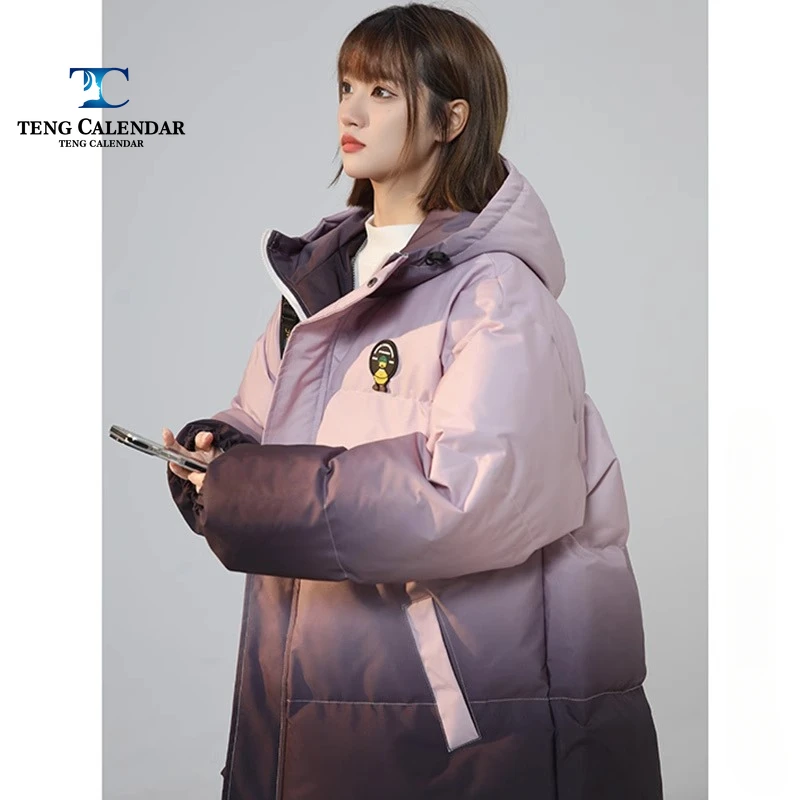 Winter Cotton Jacket, Gradient Color Loose and Thick Student Down Cotton Jacket, Women's 2024 New Model