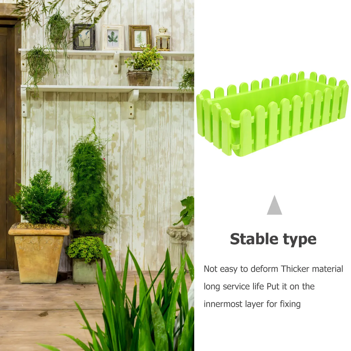 Rectangular Plastic Flower Container for Fence Mounting Anti Dust Impermeable Easy Clean Planter for Garden Courtyard Hotel