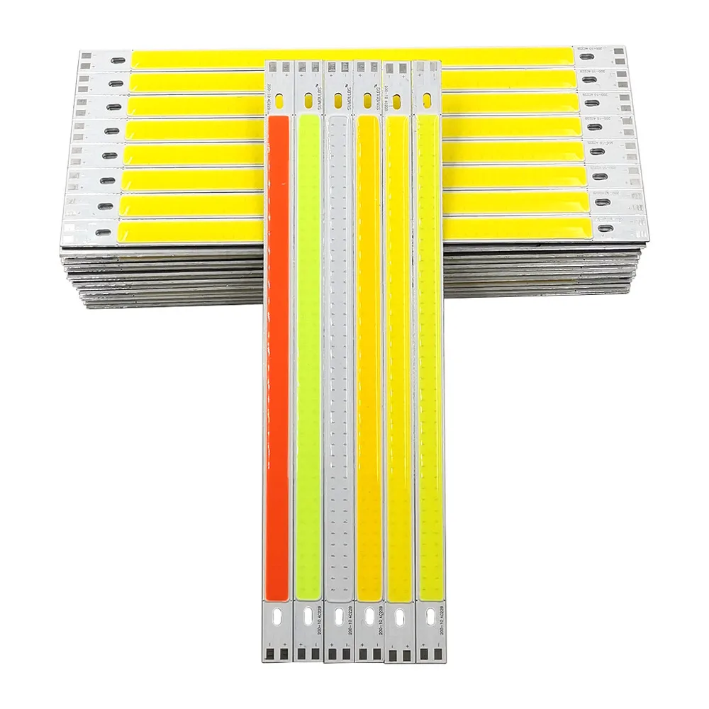 5 sztuk 200x10mm DC 12V LED drążek LED pasek 20cm 10W niebieski zielony czerwony ciepły zimny biały kolor 200mm 12V żarówka COB Chip LED do DIY