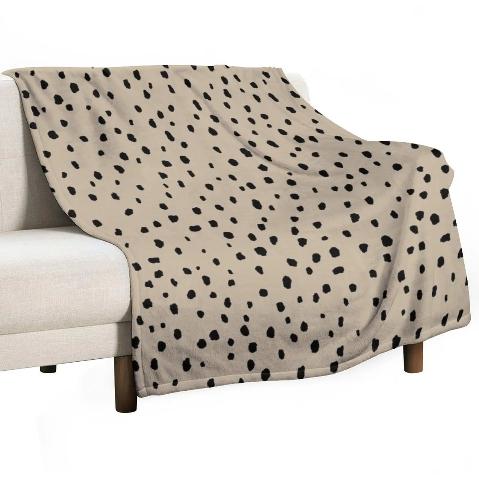 

Speckle Polka Dot Dalmatian Pattern (black/tan) Throw Blanket Spring Fall Cozy Throw Blanket for Couch