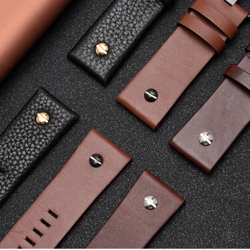 Metal rivet Watch Band men Bracelet For Diesel Genuine leather strap DZ7257 DZ4343 DZ4459 DZ7311 4318 24mm 26mm 28mm 30mm 32mm