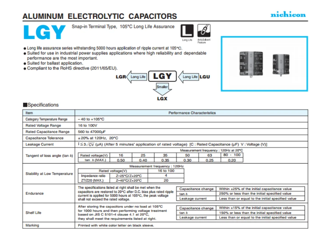 （1pcs）50V6800UF 35X30 Nichicon Electrolytic Capacitor 6800UF 50V 35*30 GY High frequency low resistance