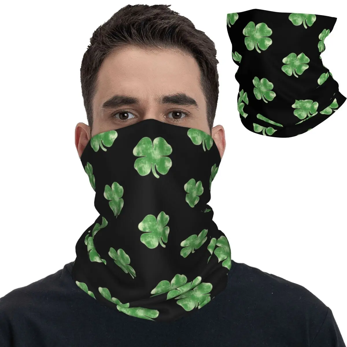 

Shamrock For St. Patrick's Day Party Bandana Neck Gaiter Printed Balaclavas Face Mask Scarf Warm Sports Unisex Adult Washable