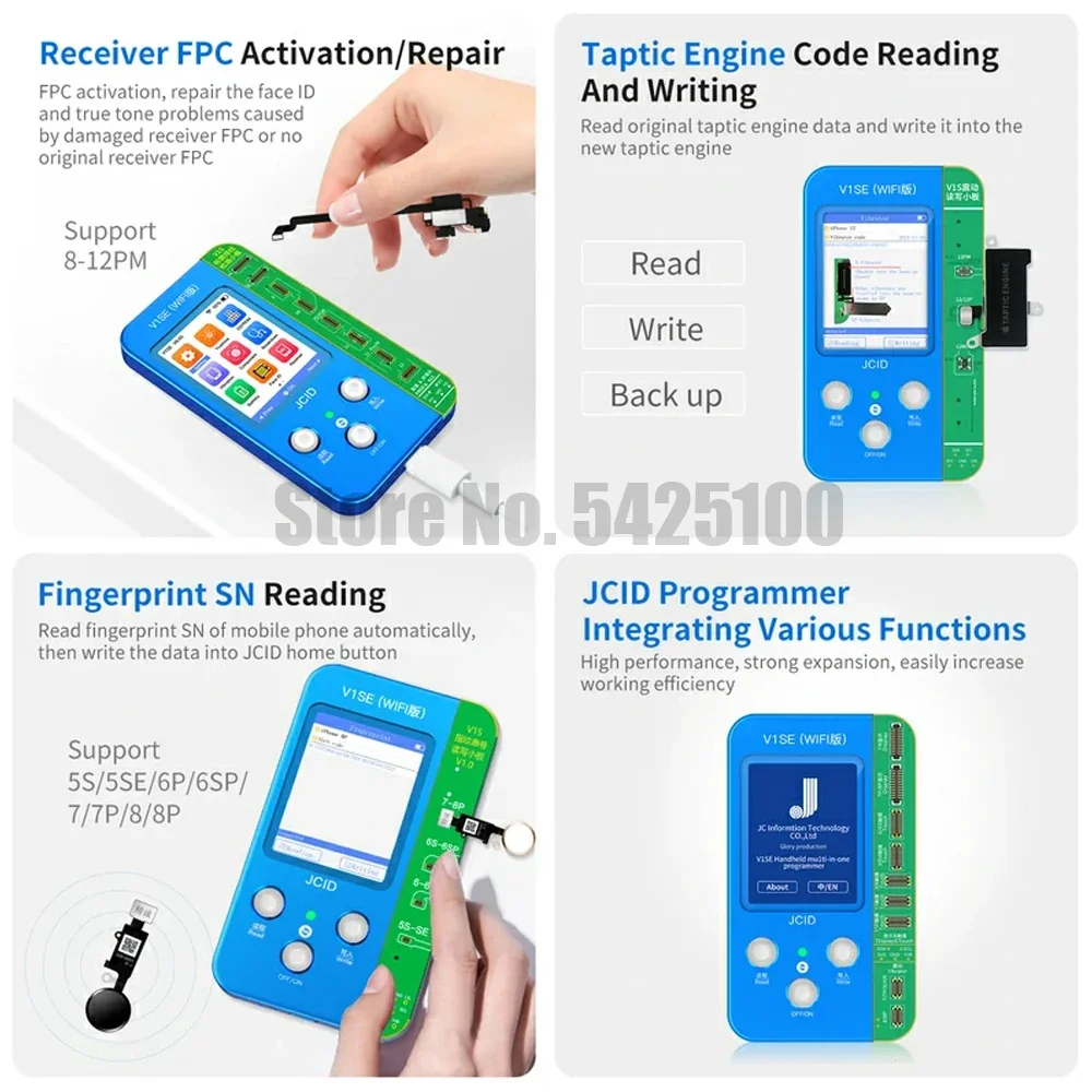 JC V1SE 2025 Programmer Dot Projector Photosensitive Original Color Touch Shock Battery Fingerprint SN Reader for 7 8 8P X 11 12