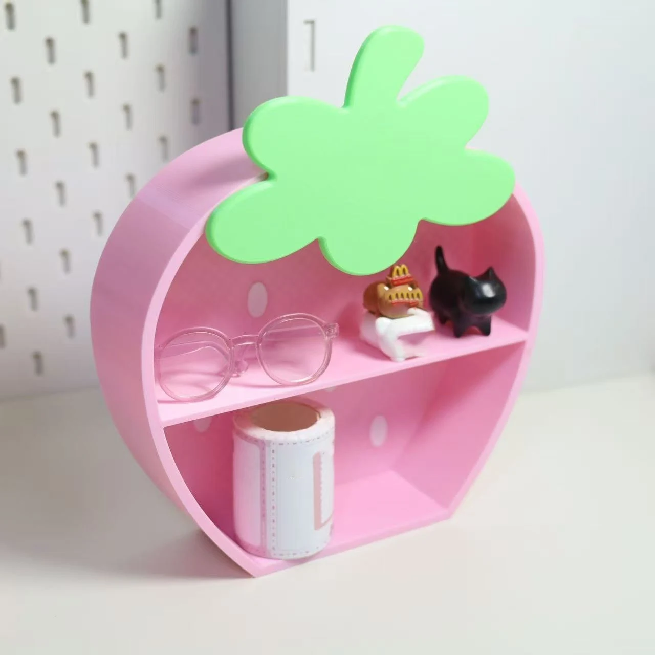 Neue Niedliche 3D-Gedruckte Aufbewahrungsbox, Mädchenhaft Niedlicher Erdbeer-Desktop-Organizer, Blindbox-Puppenständer, Dekoration, Süßes Geschenk – Detail 6
