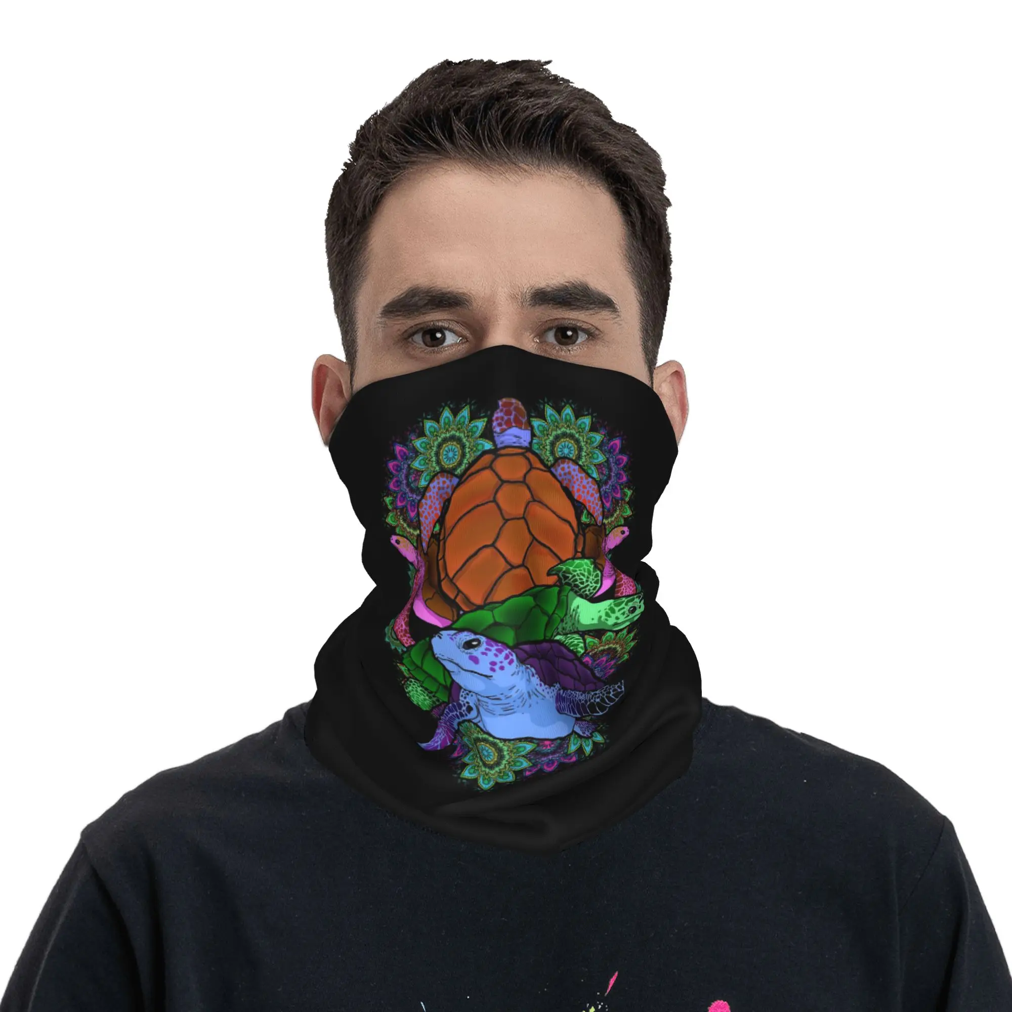 Mandala Lover Hawaiian Tribal Polynesian Tattoo Sea Turtle Bandana Neck Cover Printed Magic Scarf Headband Hiking Fishing