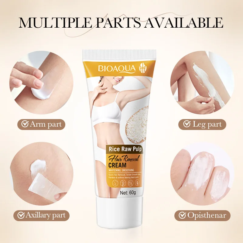 BIOAOUA الرجال والنساء لب الأرز كريم إزالة الشعر إزالة الشعر كريم غير مؤلم لإزالة الإبط الساقين الشعر العناية بالجسم الحلاقة